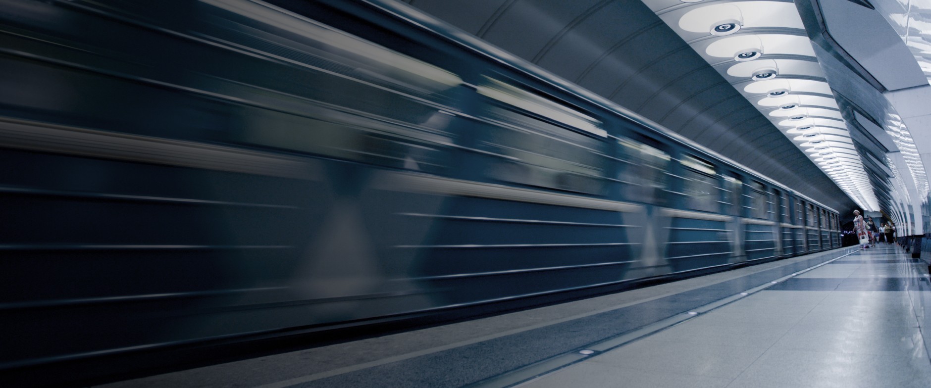 Subway moving by in tunnel