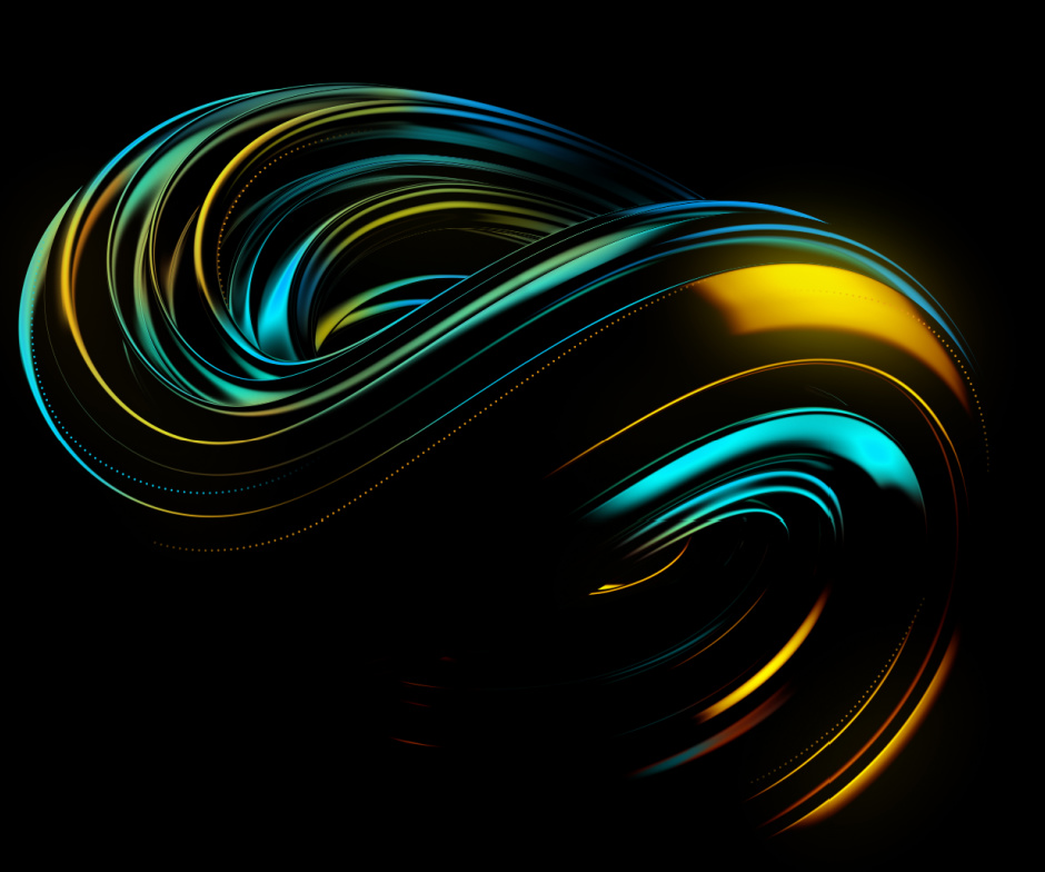 spiral image with twisted shape in a multicolor