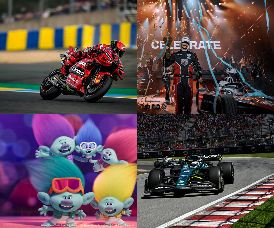 DreamWorks Animations movies with Ducati bike, animation movie, race car and driver