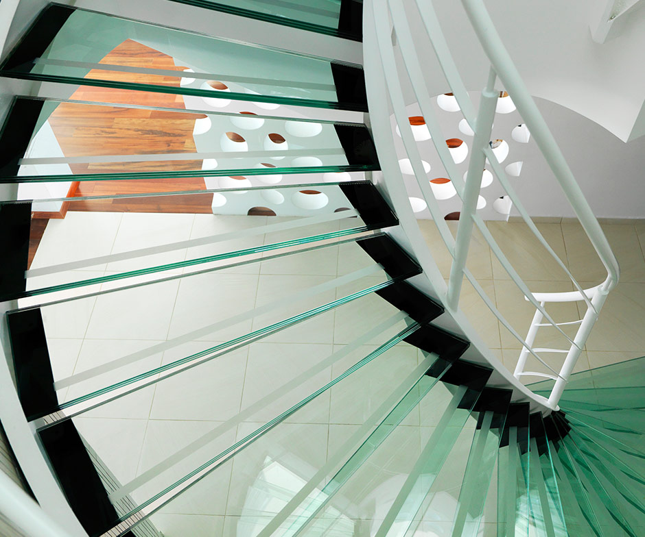 Glass stair case